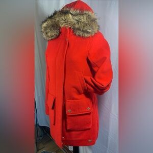 Abercrombie and Fitch Heritage Wool coat Red Hood Fur  trim XS